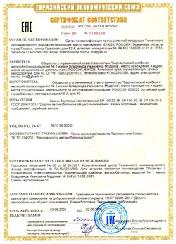 15.04.2022 Троицк - Приложение к сертификату соответствия железобетонных изделий - бортовые искуственные камни БР
